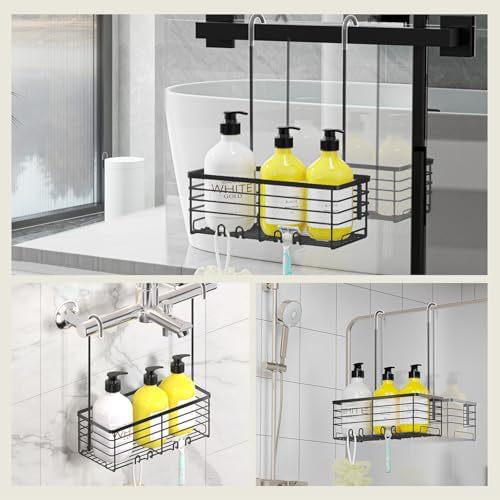 DELLAN Hanging Shower Rack, Shower Organizer Hanging for Bathroom, Black - Image 5