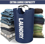 DOKEHOM 125L X-Large Laundry Basket Bag, Collapsible Tall Hamper, Dark Blue - Image 5
