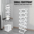 Vertical Narrow Shoe Rack White, 7 Tier Portable Folding Shoe Storage Rack, Without Installation Free Standing Shoe Rack for Corridors, Bedrooms Living Room Corner and Small Spaces - Image 5