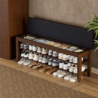 Homleke 47.2" Wide Solid Wood Shoe Rack Bench with Flip-Top Storage - Image 2