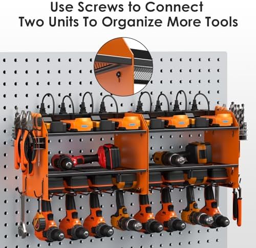 CCCEI Wall Mount Modular Tool Charging Organizer, Orange, 1 Pack, 3 Tier. - Image 6