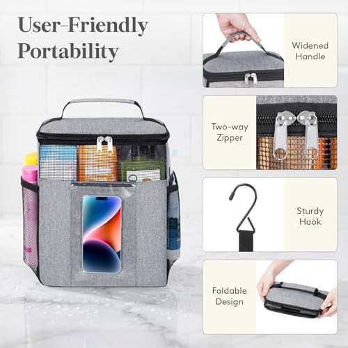 Lifewit Mesh Shower Caddy, Hanging Bathroom Organizer with PVC Phone Bag - Image 6