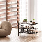 Dranixly Shoe Rack, 3-Tier Bamboo Stackable Shelf Storage Organizer, Stand for Closet, Entryway, Hallway, Bathroom and Living Room（Mocha） - Image 4