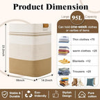 Laundry Hamper, 95L Tall Laundry Basket with Leather Handles, Rectangle Large Clothes Hamper for Organizing, Cotton Woven Laundry Baskets Storage Hampers for Bedroom, Nursery, Living Room - Image 3