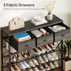 YATINEY 5-Tier Shoe Rack with 3 Drawers, Metal Shoe Organizer for 20 Pairs with Storage Shelves and Wooden Top, for Entryway, Hallway, Foyer, Closet, Charcoal and Black SS35BC - Image 4