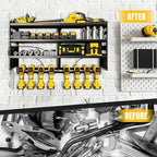 Heavy Duty Power Tool Organizer Wall Mount with Charging Station with 4 Power Strip, 4 Layer Tool Storage Rack with 8 Drill Holder, 700 lbs load capacity - Image 4