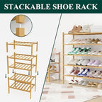 Smiry Bamboo Shoe Rack, 16 Vertical Slats, 6 Tier - 33.7" Wide, Natural - Image 4