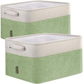 BALEINE 2 Pack Fabric Closet Storage Bins for Shelves, Linen Closet Organizers and Storage, Decorative Baskets for Organizing, Shelf, Clothes, Home, Office (Green, 15''x11''x9.5'') by BALEINE