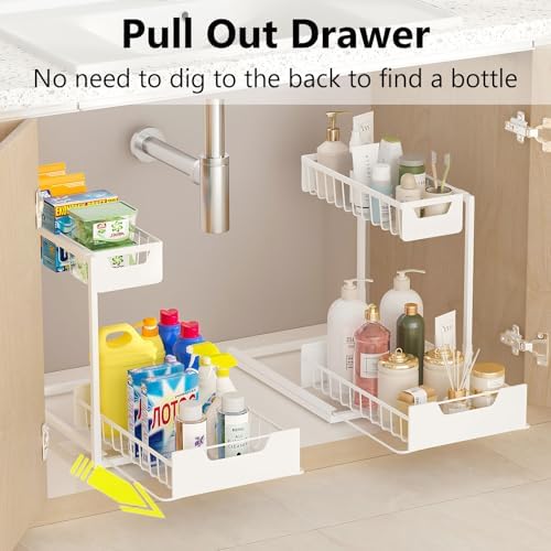 Ceetug Under Kitchen Sink Organizers and Storage, White, 2 Pack - Image 3