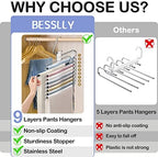 9 Layers Pants Hangers Space Saving Non-Slip Closet Organizer 4 Pack | Metal Space Saving Hangers Multi-Layer Multifunctional Rack Closet Organizers Storage for Skirts Jeans Trousers(Antiquewhite) - Image 2