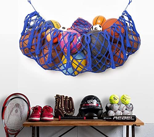 Sports Ball Storage Net Hammock for Garage Hanging Basket Organizer Net for Basketballs, Volleyballs Soccer Storage Rack Sport Equipment Organizer Storage Mesh - Image 2