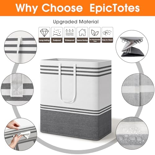 2 Pack Large Home Laundry Basket, Laundry Hamper, Freestanding Waterproof Dirty Clothes Bag, Tall Clothes Hamper - Extended & Reinforced Handles for College Dorm, Family (Light Grey/100L) - Image 4