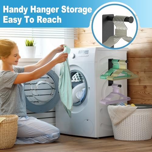 MFTEK Hanger Organizer Stacker, Magnetic Hanger Holder, Extendable Hanger Storage Rack for Washing Machine Closet Laundry Room Organization, Hanger Stand Rack for Adult Kids Velvet Hangers (Black) - Image 6