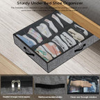 Onlyeasy Sturdy Under Bed Shoe Storage Organizer with Handles and Clear Window Fit 16 to 32 Pairs, Premium Foldable Shoes Container Box for Closet, 37.7x 23.6x 5.9 inch, Cotton-like Black, MXBUBS16P2 - Image 4