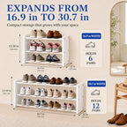 2 Pack 3 Tier Wall Mounted Shoe Rack, 17"-30"Adjustable Hanging Shoe Rack - Image 2