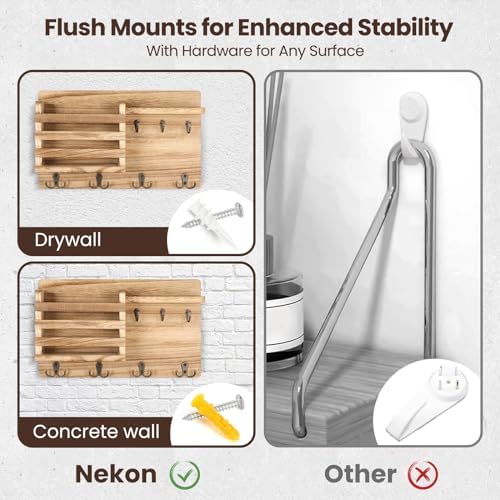 Nekon Mail Holder for Wall, 16.8 Inch Mail Organizer, Wood - Image 5