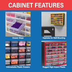 Akro-Mils 44-Drawer Plastic Storage Cabinet, 20"W x 6"D x 16"H, Black - Image 6