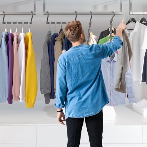 24 Pack Hangers Space Saving Magic Plastic Hanger Organizer Grey - Image 6