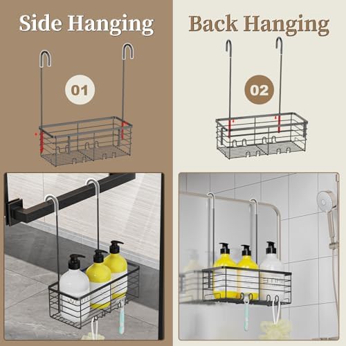 DELLAN Hanging Shower Rack, Shower Organizer Hanging for Bathroom, Black - Image 3