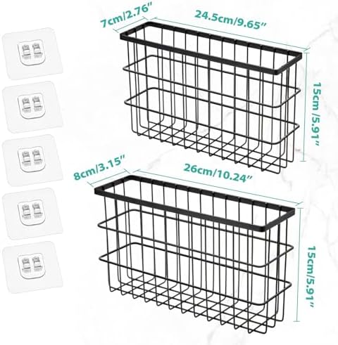 Sinnsally 2 Pack Cabinet Door Organizer,Self Adhesive Lid Organizers Inside Cabinet Storage Boxes,Hanging Storage Basket Organizer Wall Mounted Pantry Caddy Cup Holder for Kitchen,Fridge,Bathroom - Image 2