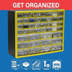 Akro-Mils 44-Drawer Plastic Storage Cabinet, 20"W x 6"D x 16"H, Yellow - Image 3