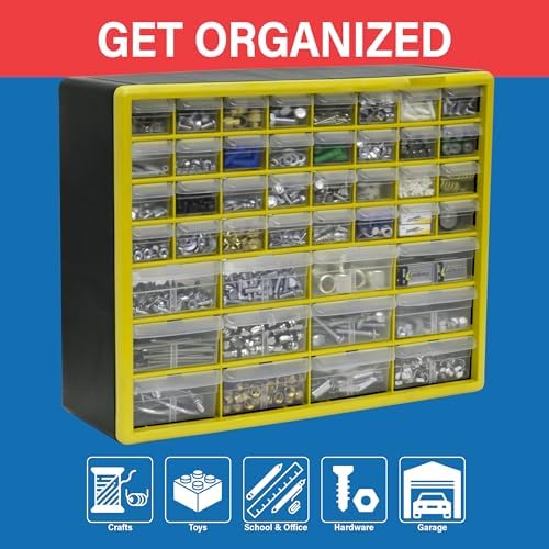 Akro-Mils 44-Drawer Plastic Storage Cabinet, 20"W x 6"D x 16"H, Yellow - Image 3