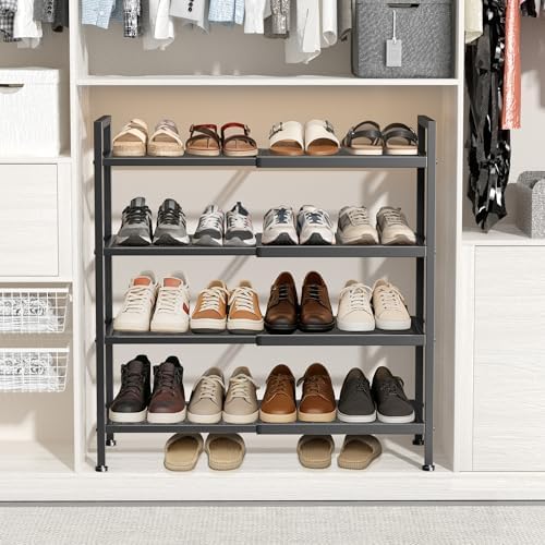 Expandable Shoe Rack for Closet, Entryway, Shoe Storage, 4-Tier, Black - Image 2