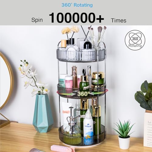 360 Rotating Makeup Organizer, 3 Tier Large Capacity Lazy Susan Bathroom Counter Organizer, Skincare Organizers, Spinning Perfume Organizer & Vanity Organizer Countertop (Classic Grey, 3 Tier) - Image 5