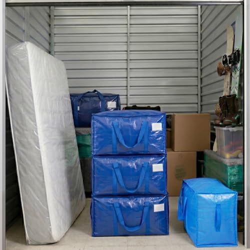 TICONN 12 Pack Extra Large Moving Bags Heavy Duty with Zippers & Carrying Handles, Durable Storage Bags Moving Boxes for Closet Organizers and Storage (12 Pack, Blue) - Image 5