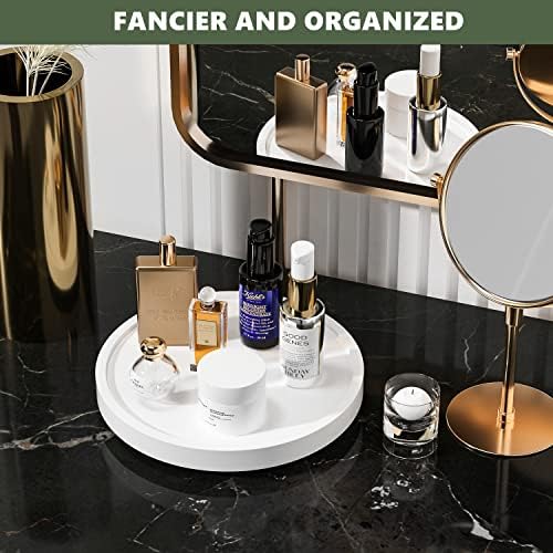 Turntable Vanity Tray, 9 Inch Bamboo Kitchen Sink Countertop Organizer - Image 3