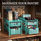 Simple Houseware Stackable 2 Tier Sliding Basket Drawer, Turquoise - Image 7