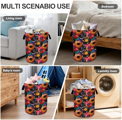 Vintage Music Laundry Basket Storage Bin Foldable Laundry Hamper Clothes Storage Bucket Organizer 19.6x15.7 Inch For Laundry Room/Bedroom/Bathroom - Image 6