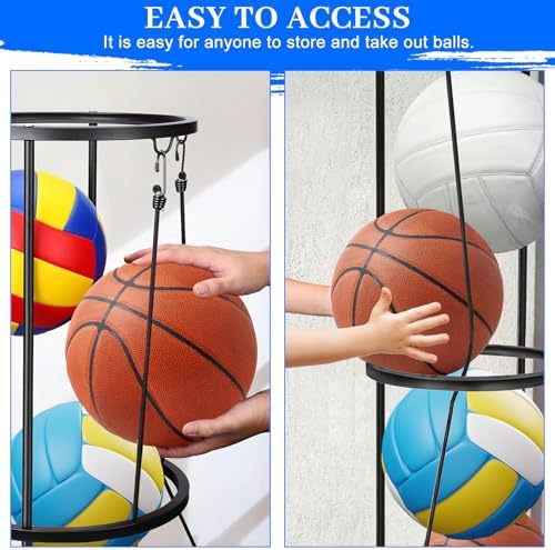 3 Layer Ball Storage Rack Vertical Wall Mount, Garage Basketball Holder - Image 4