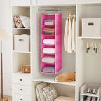 MAX Houser 6-Shelf Hanging Closet Organizer with 2 Sturdy Hooks, Pink | Dorm Room Essentials with 2 sturdy hooks, foldable lightweight fabric closet storage, space-saving design for Bedroom - Image 2