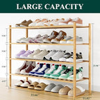 Smiry Bamboo Shoe Rack, 16 Vertical Slats, 4 Tier - 33.7" Wide, Natural - Image 2
