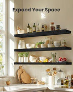 Amada 47.2" Floating Shelves for Wall Decor & Storage, Set of 3, Black - Image 3