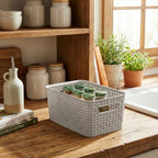 BINO | Plastic Storage Baskets, 5.5 Liter - 3 Pack, Natural Grey | THE WOVEN COLLECTION | Storage Basket for Shelves | Woven Storage Baskets for Organizing Bins Pantry Shelf Organizer | Container Bin - Image 5