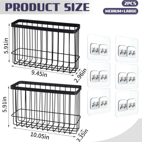 2Pack Cabinet Door Organizer, Self-Adhesive Lid Storage Box for Cabinet Storage, Wall-Mounted Storage Basket Rack, Suitable for Kitchen, Refrigerator, and Bathrooms - Image 2