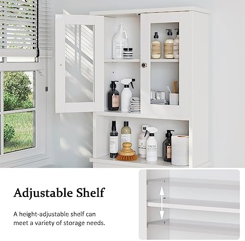 Over The Toilet Storage Cabinet for Bathroom, White Storage Organizer Over Toilet, Space Saver with Tempered Glass Doors, White - Image 5