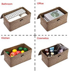 Hipiwe Wicker Shelf Baskets Storage Bin with Lid Handwoven Seagrass Basket - Image 5