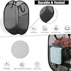 BATTOO Deluxe Strong Mesh Pop up Laundry Hamper Basket with Side Pocket for Laundry Room, Bathroom, Kids Room, College Dorm or Travel 2 Pack Black - Image 4