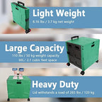 Foldable Shopping Utility Cart Portable Rolling Crate Handcart with 360°Rotate Wheel,Hidden Lid,Telescoping Handle Collapsible for Travel Shopping Moving Storage Office Use(DarkGreen) - Image 6