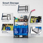 Garage Sports Equipment Organizer - Vertical Ball Storage Rack with 3 Heavy Duty Bags (blue) - Metal Frame Organizer for Balls and Outdoor Gear. Home Gym Storage Organizer. Yoga Workout Organizer. - Image 3
