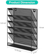 EasyPAG 5 Tier Wall File Holder, Mesh Hanging Folder Organizer with Classify Label, Versatile Desk File Holder, Vertical Wall Mounted Mail Organizer for Office Home Cubicle, Black - Image 2