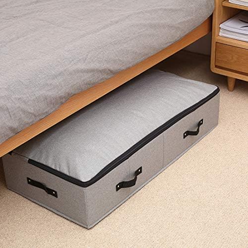 AMJ Large Sturdy Underbed Storage Box with Zip Lid, Rigid Sturdy Plastic Board inside, Handles on all sides, Dark Gray - Image 6