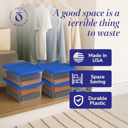 HOMZ Snaplock, Small Clear Plastic Storage Organizer Bins w/Lids, 4 Pack | Stackable Container Set for Home, Office Shelves, Kitchen, Garage, and Bathroom Organization - Image 5