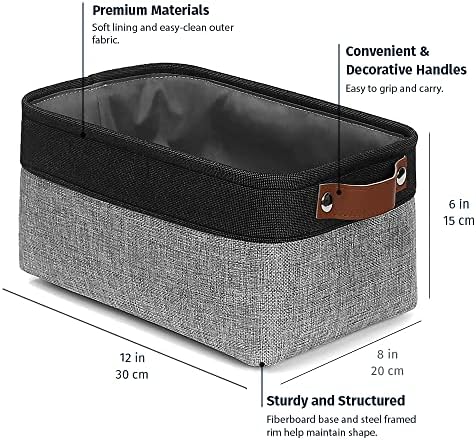 OrganiHaus 12x8in Canvas Storage Baskets, 3 Pack - Fabric Bins for Shelves - Image 2