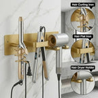 Hair Dryer Holder Hair Tool Organizer Metal Wall Mount (Gold) - Image 3