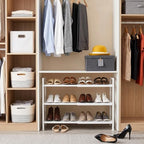 Expandable Shoe Rack for Closet, Entryway, Shoe Storage, 3-Tier, White - Image 2