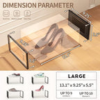 12 Pack Large Stackable Clear Plastic Shoe Storage Boxes Organizer, Black - Image 5